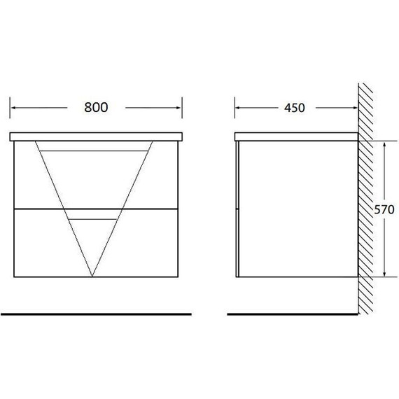 Тумба подвесная с раковиной BelBagno VITTORIA-800-2C-SO-GO-P 80 см, Grigio Opaco - фото 5