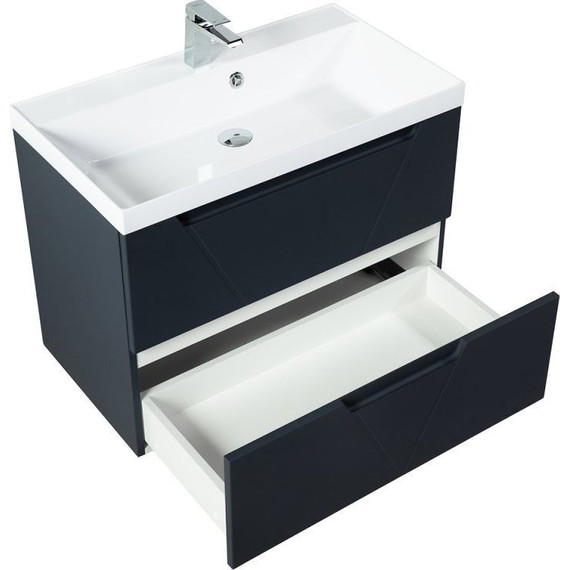 Тумба подвесная с раковиной BelBagno VITTORIA-800-2C-SO-GO-P 80 см, Grigio Opaco - фото 2