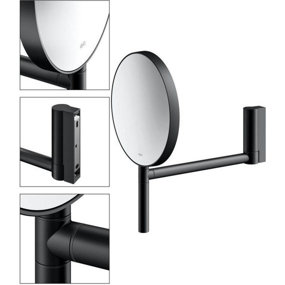 Зеркало косметическое настенное Keuco Plan 17649370002, цвет чёрный матовый - фото 11