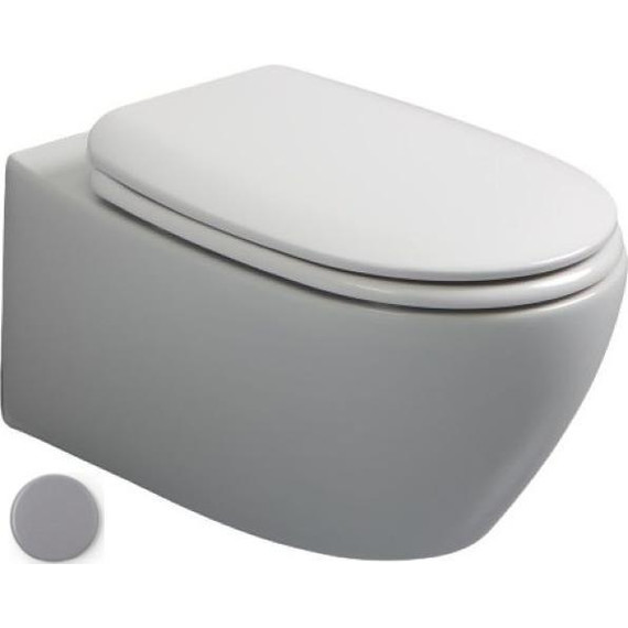 Унитаз подвесной безободковый White Ceramic Basic W0203FM, серый матовый - фото 