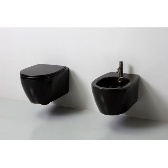 Унитаз подвесной безободковый White Ceramic Basic W020305, черный матовый - фото 2