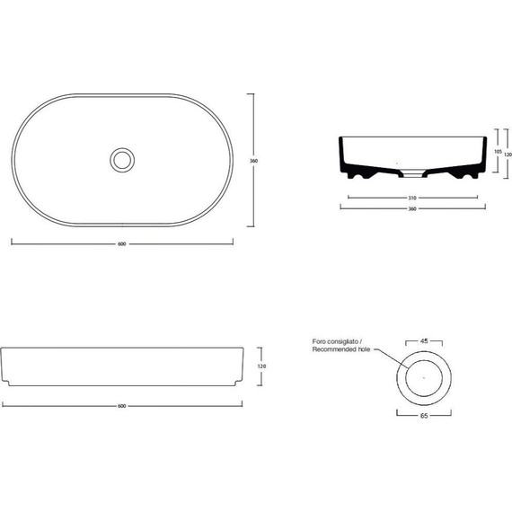 Раковина-чаша White Ceramic Blade 60 см W0527FG, фанго матовый - фото 2