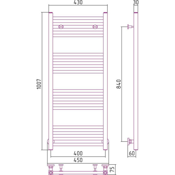 Полотенцесушитель водяной Сунержа Модус П16 1000x400 мм 00-0250-1040 - фото 6