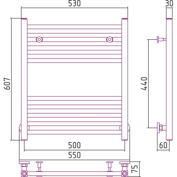 Полотенцесушитель водяной Сунержа Модус П10 600x500 мм 00-0250-6050 - фото 6