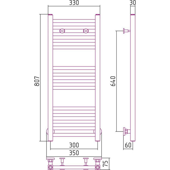 Полотенцесушитель водяной Сунержа Модус П14 800x300 мм 00-0250-8030 - фото 6