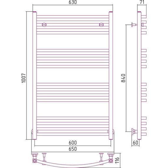 Полотенцесушитель водяной Сунержа Аркус П16 1000х600 мм 00-0251-1060 - фото 6