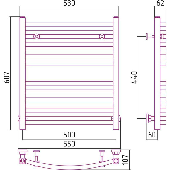 Полотенцесушитель водяной Сунержа Аркус П12 600х500 мм 00-0251-6050 - фото 6