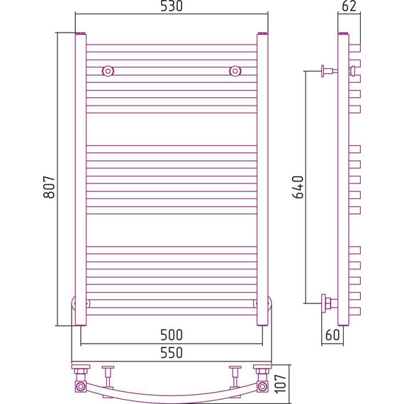 Полотенцесушитель водяной Сунержа Аркус П15 800х500 мм 00-0251-8050 - фото 6