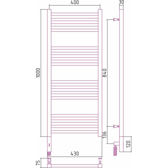 Полотенцесушитель электрический Сунержа Модус 3.0 П16 1000x400 мм 00-5700-1040 L - фото 6