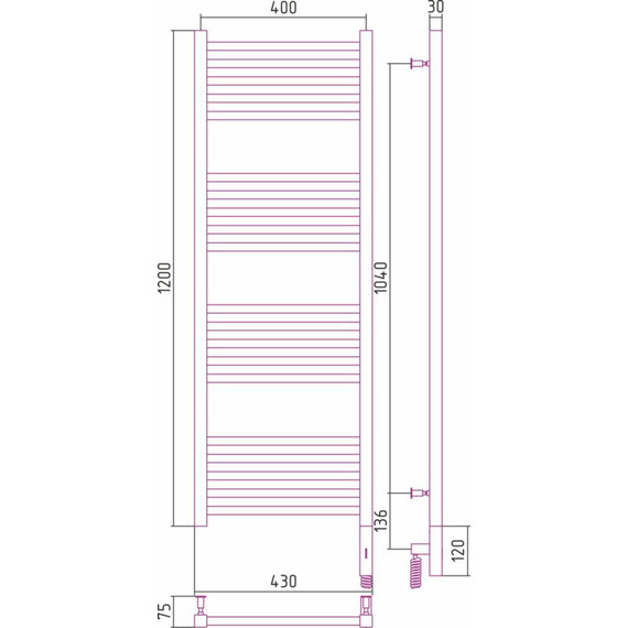 Полотенцесушитель электрический Сунержа Модус 3.0 П20 1200x400 мм 00-5701-1240 R - фото 6