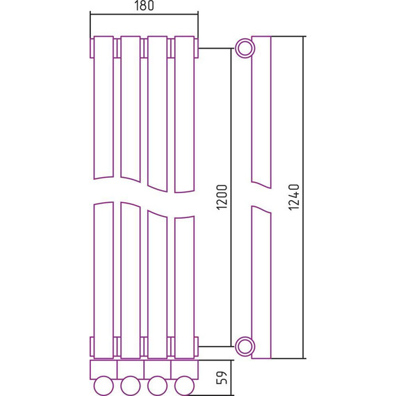 Радиатор Сунержа Эстет-1 180х1200 мм (4 секции) 00-0301-1204 универсальное подключение - фото 5