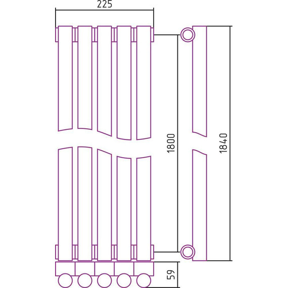 Радиатор Сунержа Эстет-1 225х1800 мм (5 секций) 00-0301-1805 универсальное подключение - фото 5