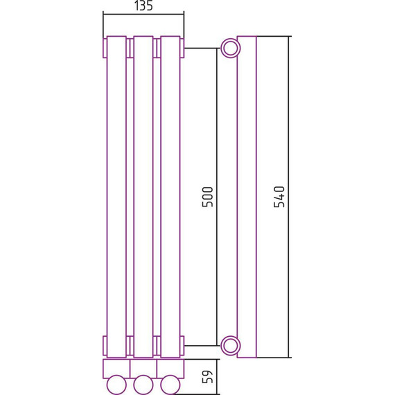 Радиатор Сунержа Эстет-1 135х500 мм (3 секции) 00-0301-5003 универсальное подключение - фото 5
