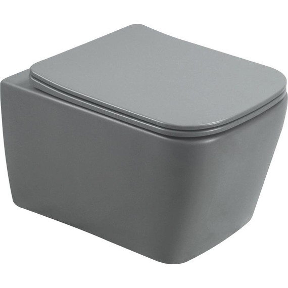 Унитаз подвесной безободковый SantiLine SL-5007MG с крышкой микролифт, серый матовый, Цвет производителя: серый - фото 