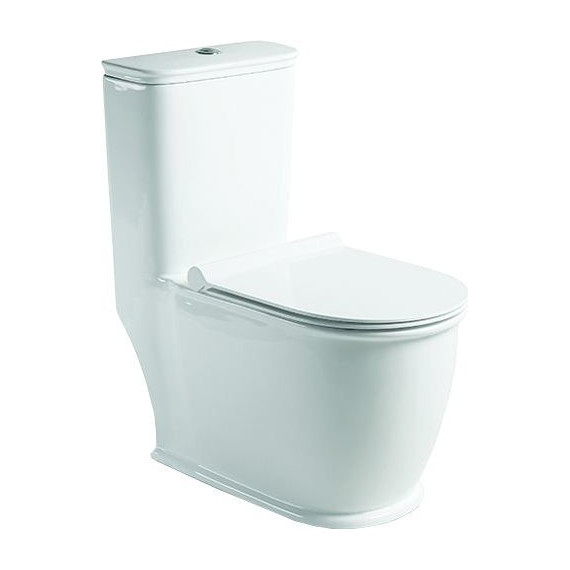 Унитаз-компакт безободковый SantiLine SL-5019 с крышкой микролифт, Цвет производителя: белый - фото 