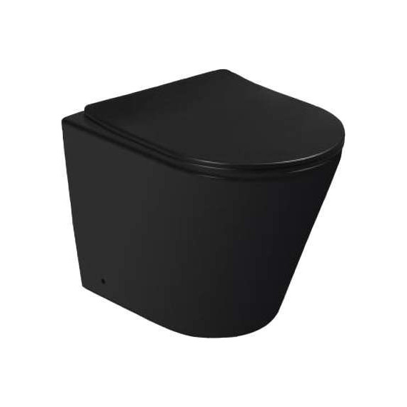 Унитаз приставной безободковый SantiLine SL-5020MB с крышкой микролифт, черный матовый - фото 
