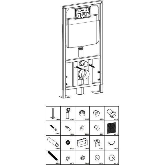 Инсталляция для унитаза SantiLine Adell SL-01 (кнопка хром, овальная) - фото 4