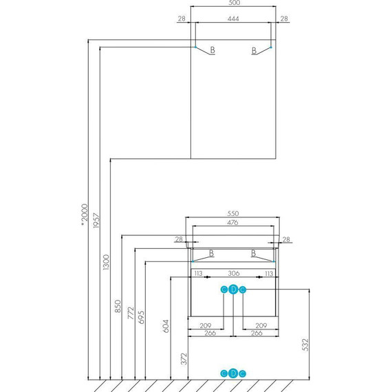 Тумба подвесная с раковиной Акватон Асти 55 см 1A263101AXD70, белый глянцевый/ясень шимо - фото 12