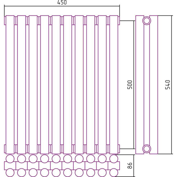 Радиатор Сунержа Эстет-11 450х500 мм (10 секций) 00-0302-5010 универсальное подключение - фото 5