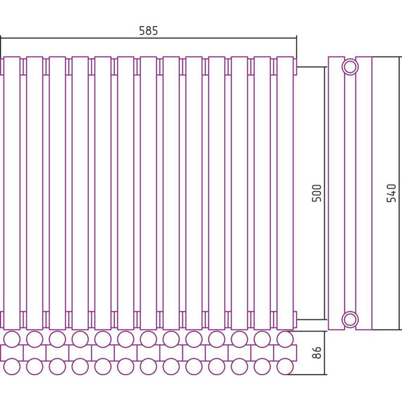 Радиатор Сунержа Эстет-11 585х500 мм (13 секций) 00-0302-5013 универсальное подключение - фото 5