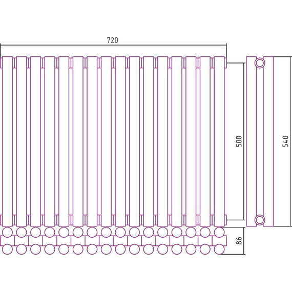 Радиатор Сунержа Эстет-11 720х500 мм (16 секций) 00-0302-5016 универсальное подключение - фото 5