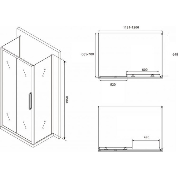 Душевое ограждение Abber Schwarzer Diamant 120х70 см AG30120BH-S70B-S70B, черный/прозрачное - фото 5