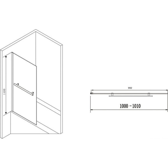 Шторка для ванны Abber Immer Offen 100 см AG70100B, черный/прозрачное - фото 3