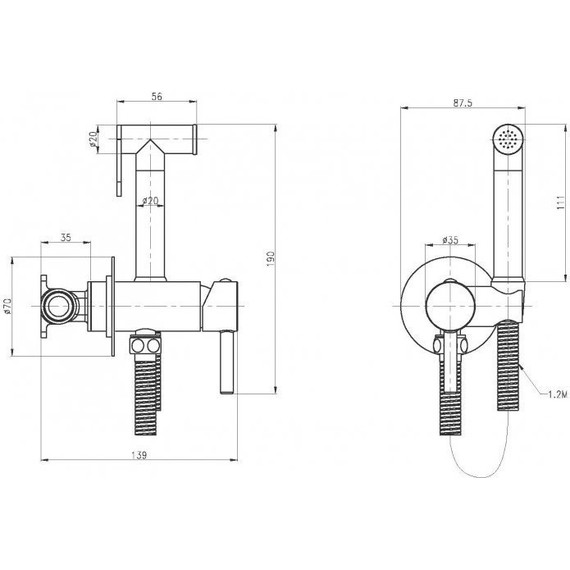 Набор для гигиенического душа Cezares CZR-SET-DA1-ID2-FMM120-NOP, черный матовый - фото 2