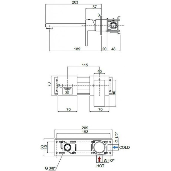 Смеситель для раковины настенный Cezares UNIKA-BLI2-01, Цвет производителя: хром - фото 7
