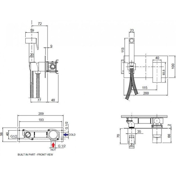 Набор для гигиенического душа Cezares UNIKA-DIF-02, бронза, Цвет производителя: бронза - фото 2