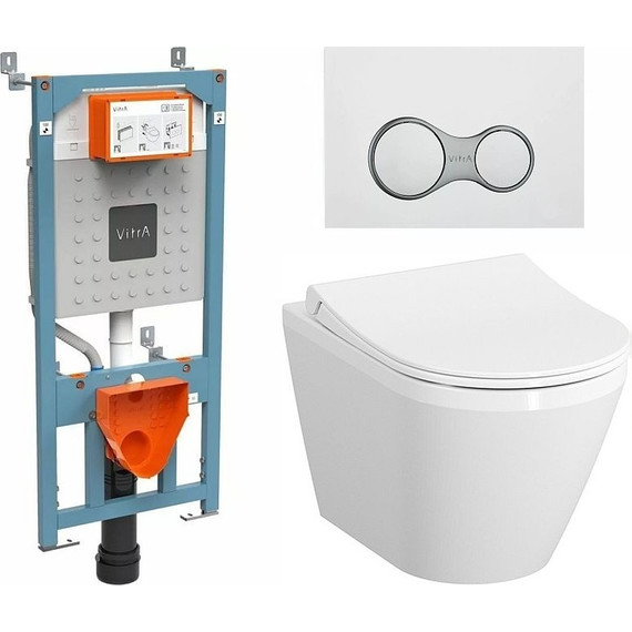 Инсталляция с подвесным безободковым унитазом Vitra Integra Round 9856B003-7205 - фото 