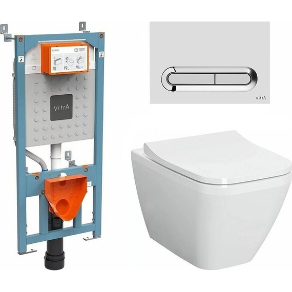 Инсталляция с подвесным безободковым унитазом Vitra Integra Square 9856B003-7206 - фото 