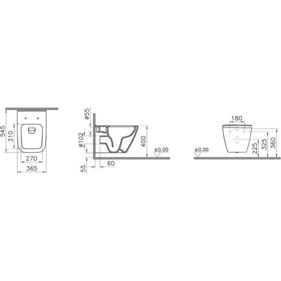 Инсталляция с подвесным безободковым унитазом Vitra Integra Square 9856B003-7206 - фото 6
