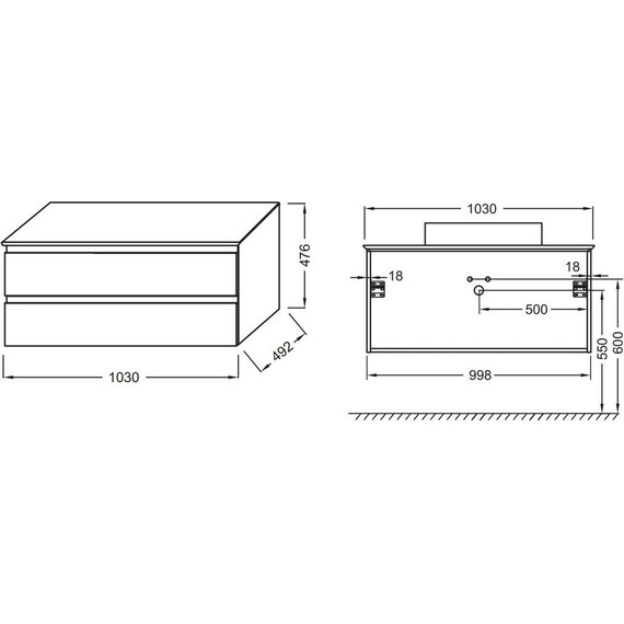 Тумба подвесная со столешницей Jacob Delafon Madeleine 103 см EB2084-J54, серый матовый - фото 3