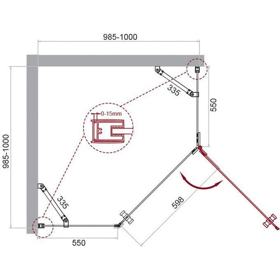 Душевое ограждение BelBagno 100х100 см KRAFT-P-1-100-C-Cr-R, хром/прозрачное - фото 7
