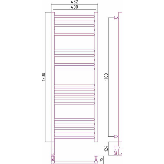 Полотенцесушитель электрический Сунержа Богема 3.0 П20 1200x400 мм (прямая перемычка) 12-5804-1240 L, белый - фото 5
