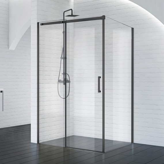 Душевое ограждение BelBagno 140x90 см ACQUA-AH-1-140/90-C-NERO (стекло 8 мм) черный/прозрачное - фото 
