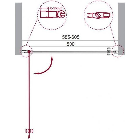 Душевая дверь BelBagno 60 см ETNA-B-1-60-C-Cr, хром/прозрачное - фото 9