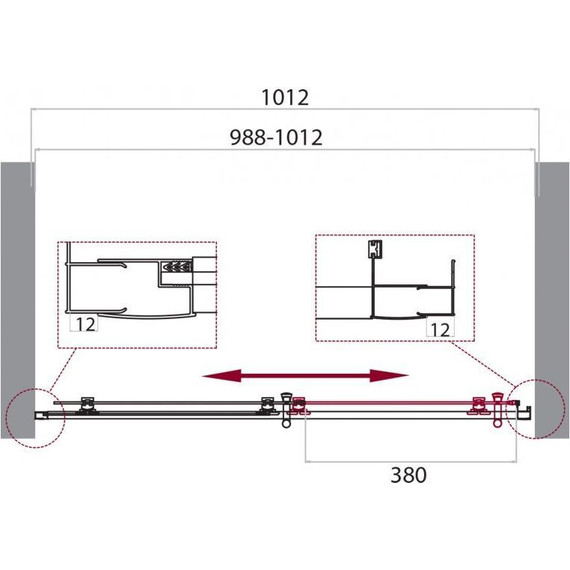 Душевая дверь BelBagno 100 см UNO-195-BF-1-100-P-Cr, хром/матовое - фото 7