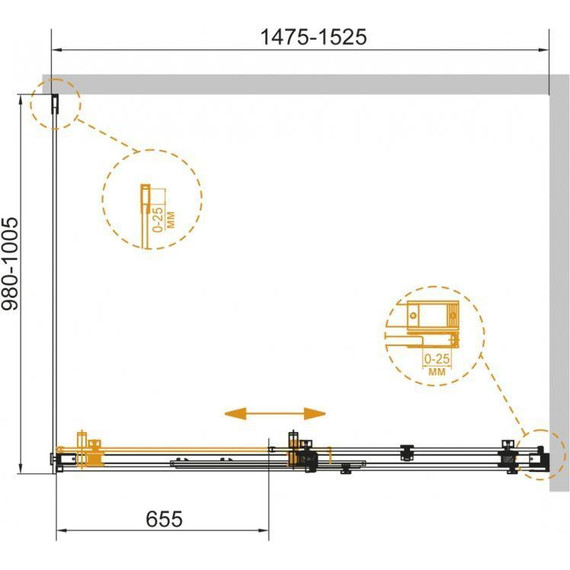 Душевое ограждение Cezares 150х100 см STYLUS-SOFT-AH-1-150/100-C-Cr, хром/прозрачное - фото 3