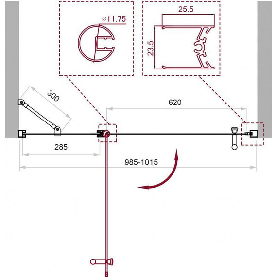 Душевая дверь BelBagno 100 см UNO-B-12-30+70-C-Cr, хром/прозрачное - фото 2
