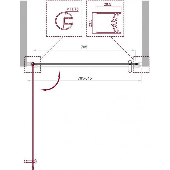 Душевая дверь BelBagno 80 см UNO-B-1-80-C-Cr, хром/прозрачное - фото 2