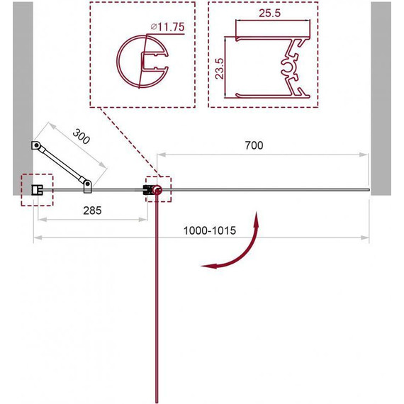 Шторка для ванны BelBagno 100 см UNO-V-11-100/150-P-Cr, хром/матовое - фото 4
