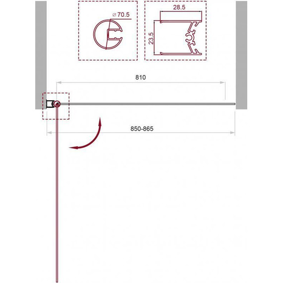 Шторка для ванны BelBagno 85 см UNO-V-1-85/150-P-Cr, хром/матовое - фото 4
