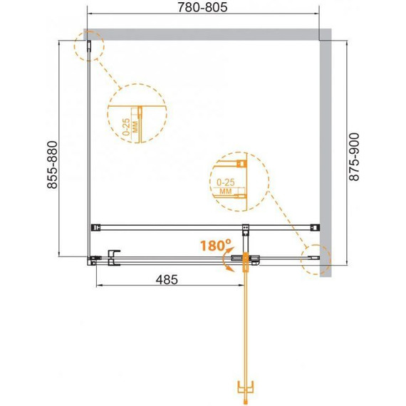 Душевое ограждение Cezares 80х90 см VALVOLA-AH-1-80/90-C-Cr, хром/прозрачное - фото 3