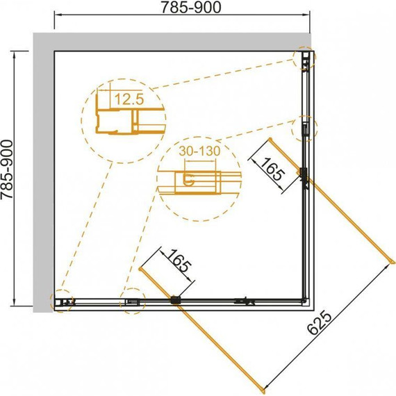 Душевое ограждение Cezares 80х90 см VARIANTE-A/AH-2-80/90-C-Cr, хром/прозрачное - фото 2