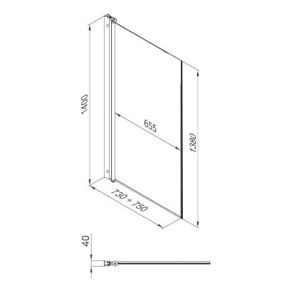 Шторка для ванны Triton Соло-Квад, алюминий/прозрачное - фото 2