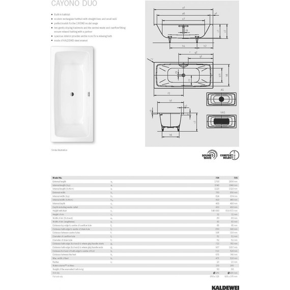 Ванна стальная Kaldewei Cayono Duo 170x75 см mod. 724 easy-clean 272400013001 - фото 7