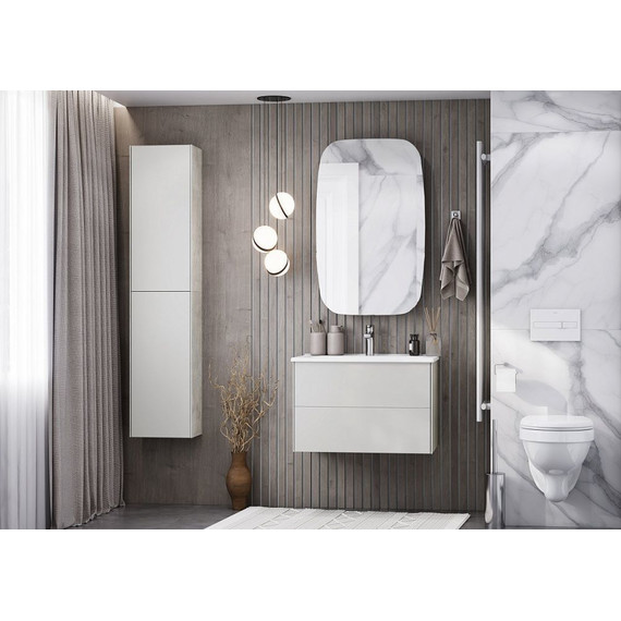 Тумба подвесная с раковиной Акватон Сохо 75 см 1A258101AJ9A0, слэйт/галька серая - фото 6