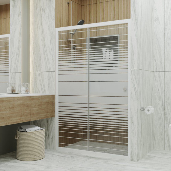 Душевая дверь Тритон Слайд 120 см, белый/узор - фото 2